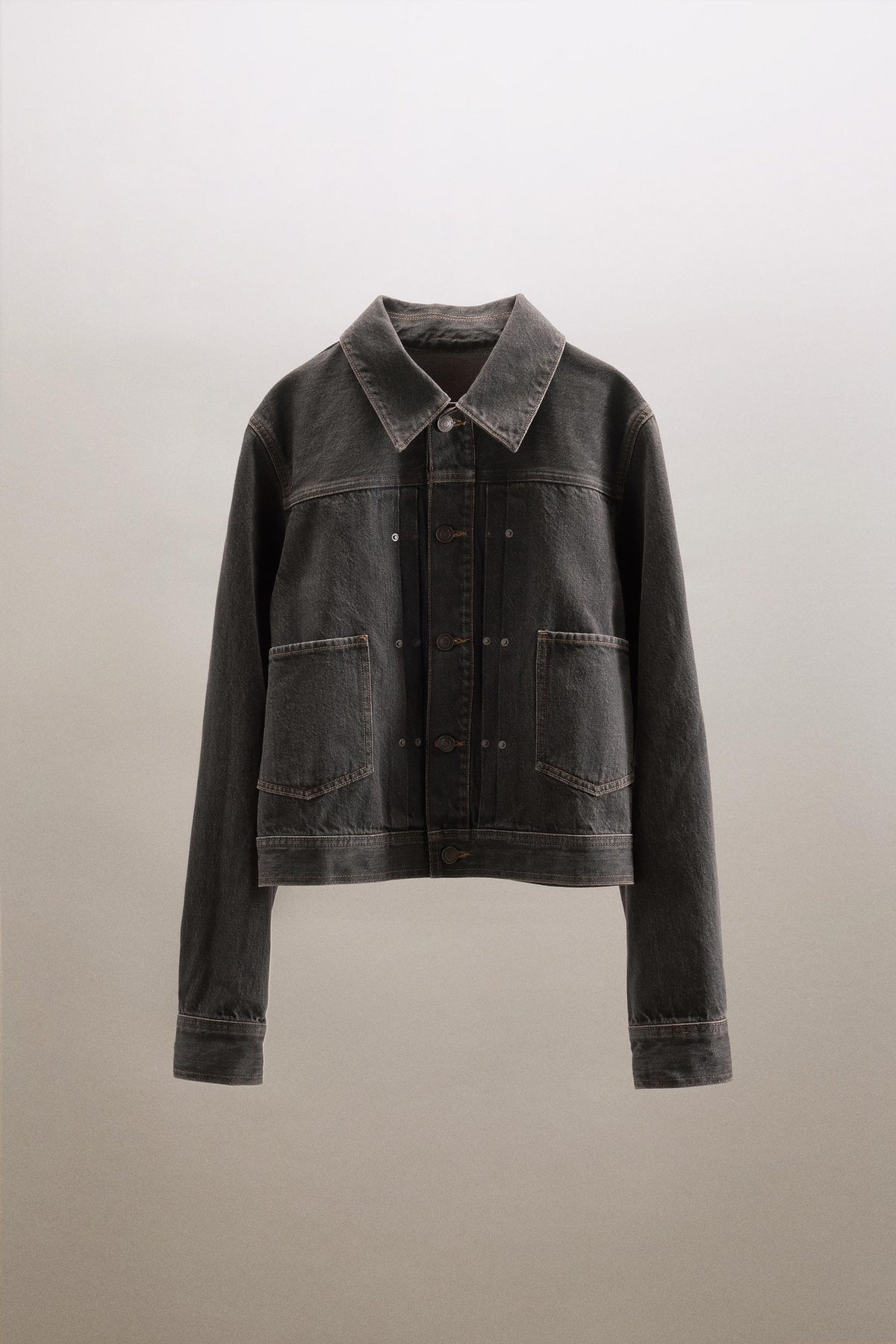 Jeansjacke mit Falten