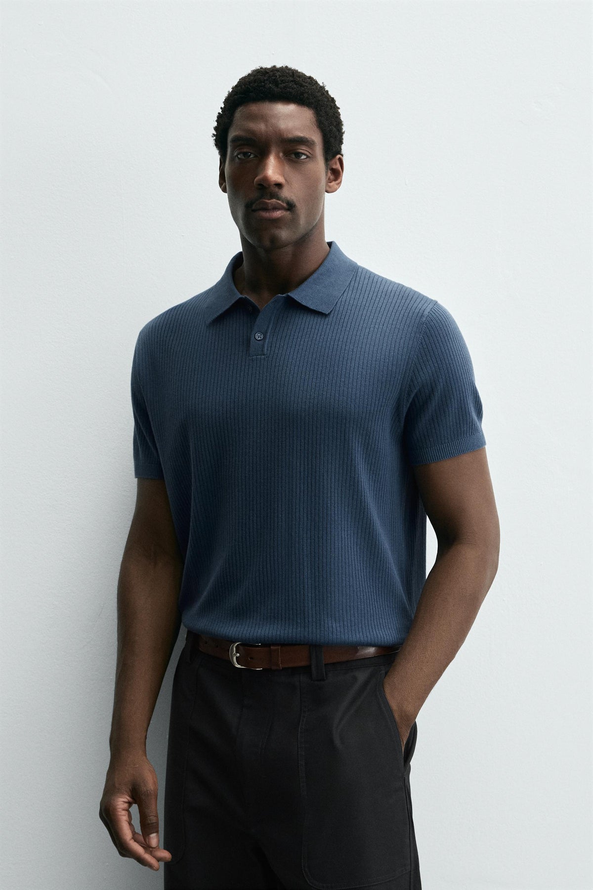RIB KNIT POLO SHIRT - Image 2
