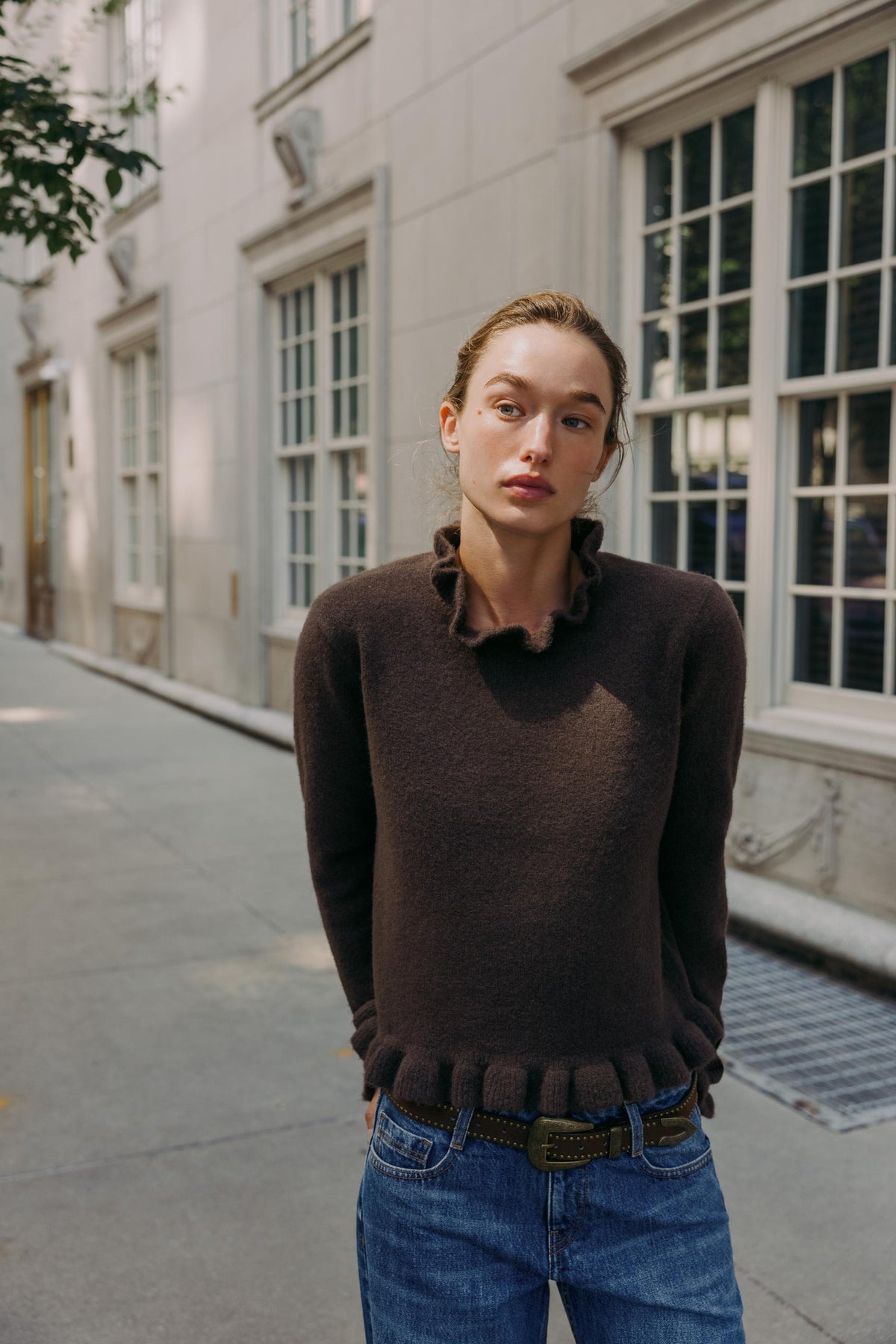 Rüschenstrickpullover