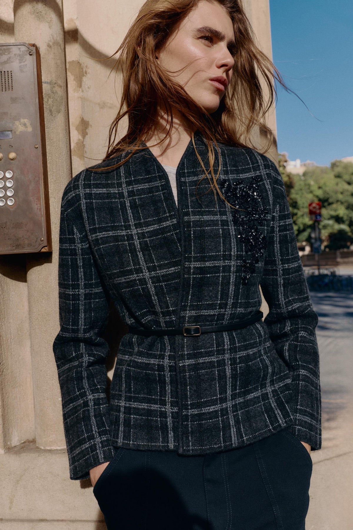 Strickjacke mit Gürtel