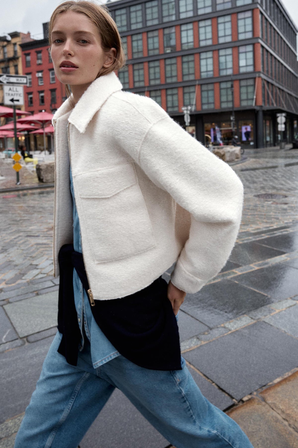 Bouclé-Jacke mit Taschen