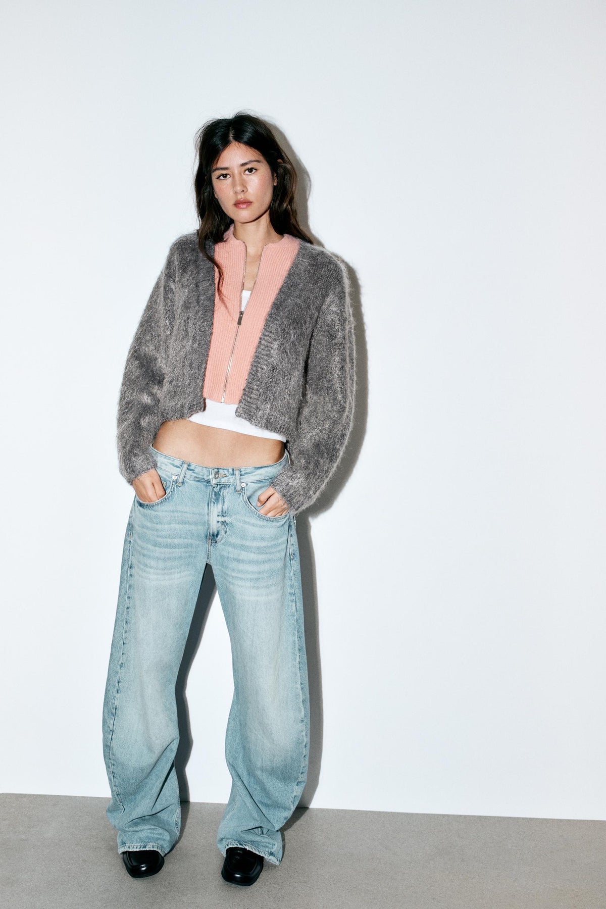 Karierte Strickjacke