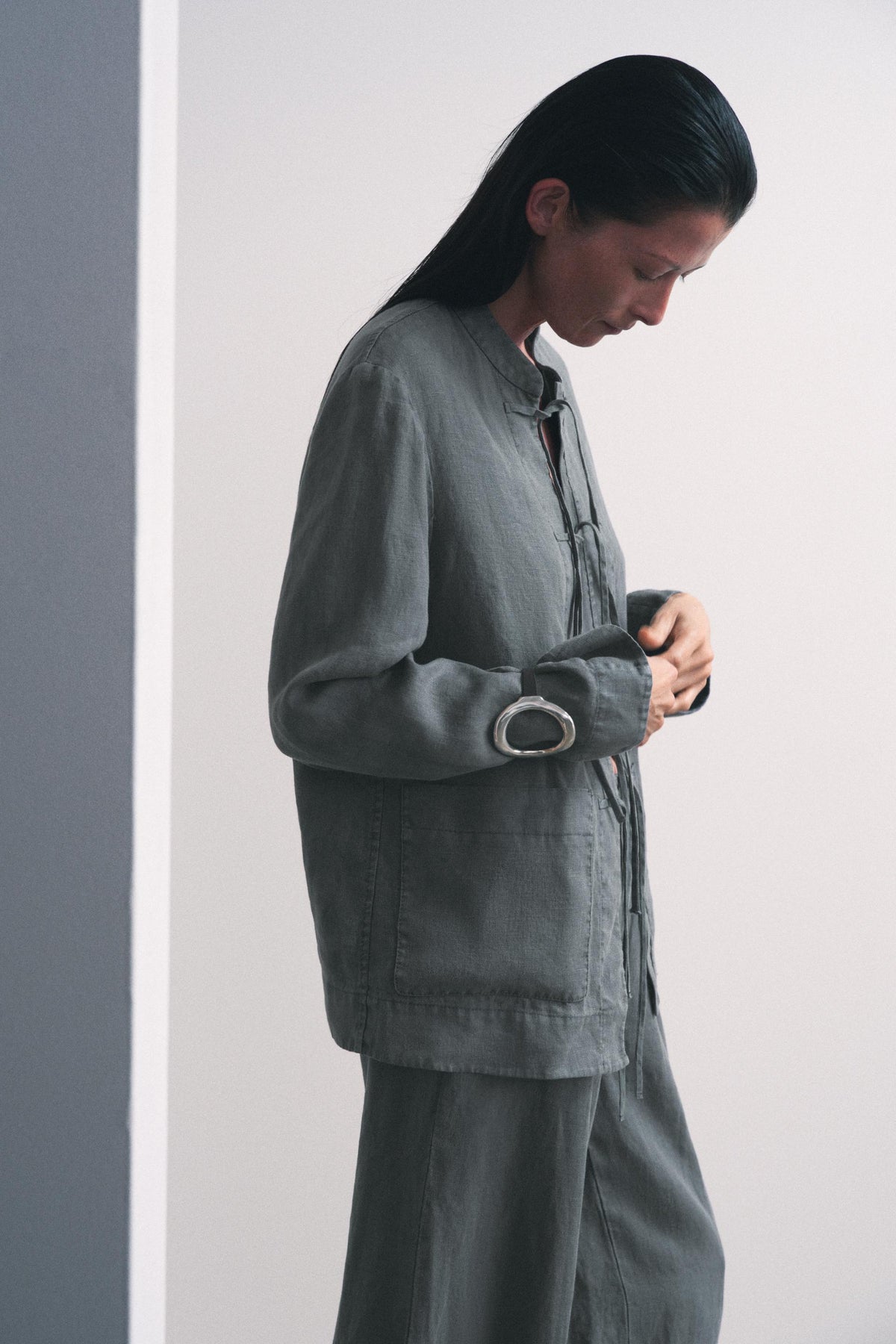 Leinenjacke mit Krawatten