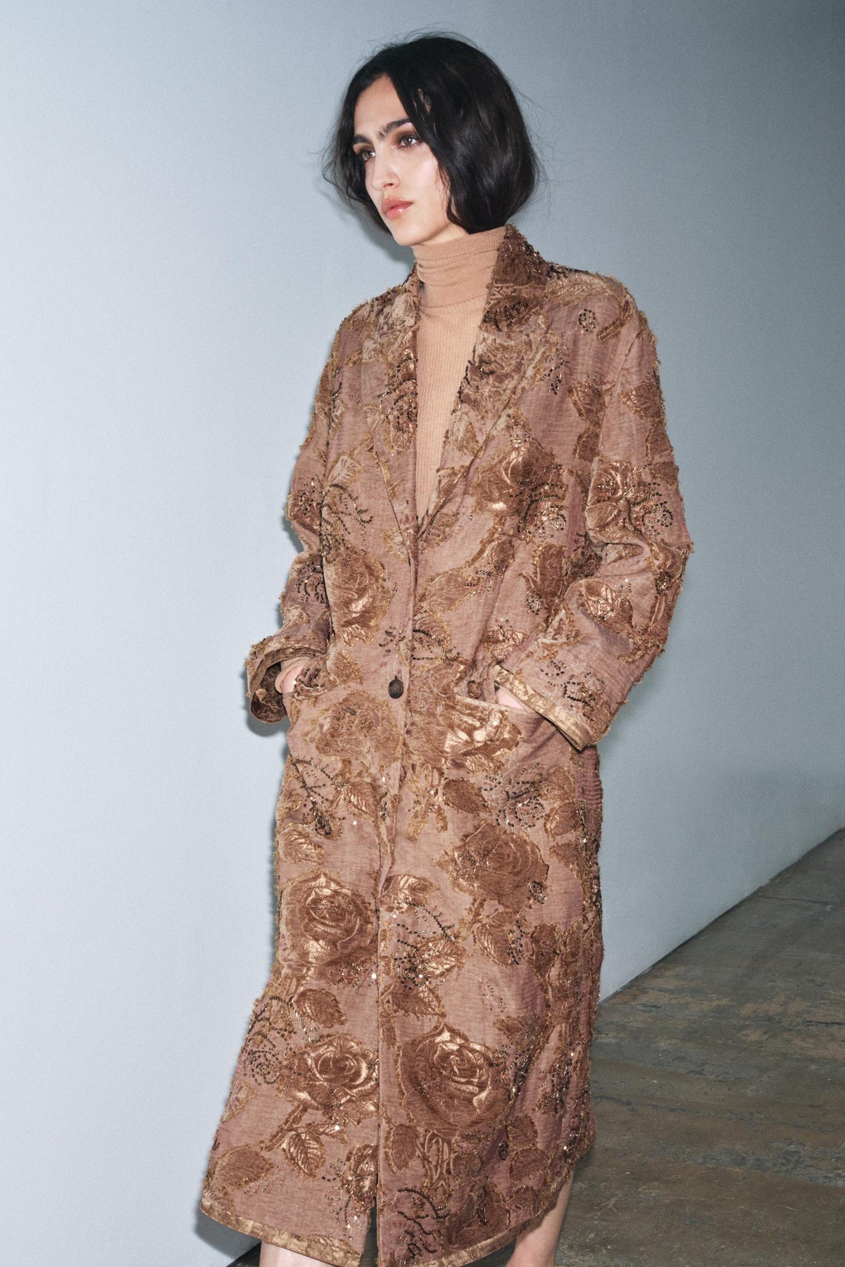 Embroidered Long Coat - Image 2