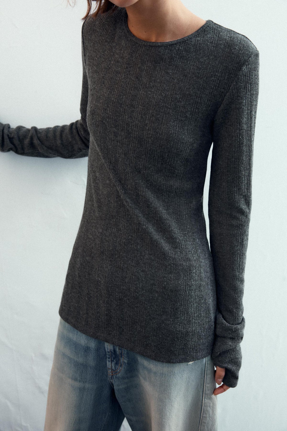 Weiches Rippstrick-T-Shirt