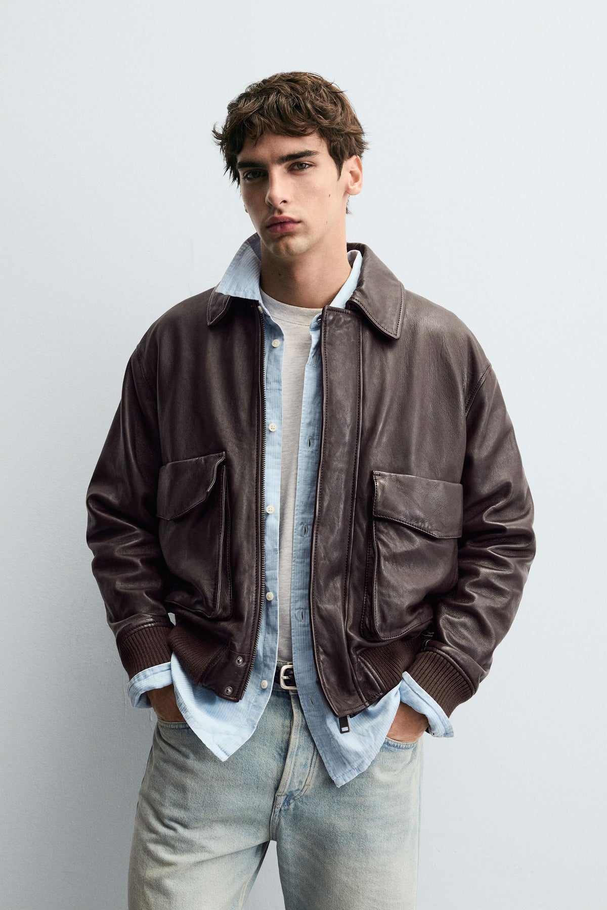 Lederjacke mit Taschen