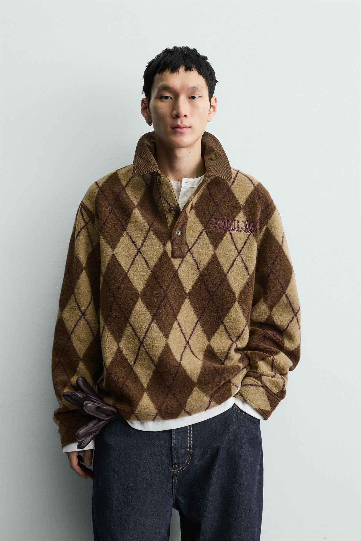 DIAMOND JACQUARD TEXTURED POLO SHIRT - Image 2