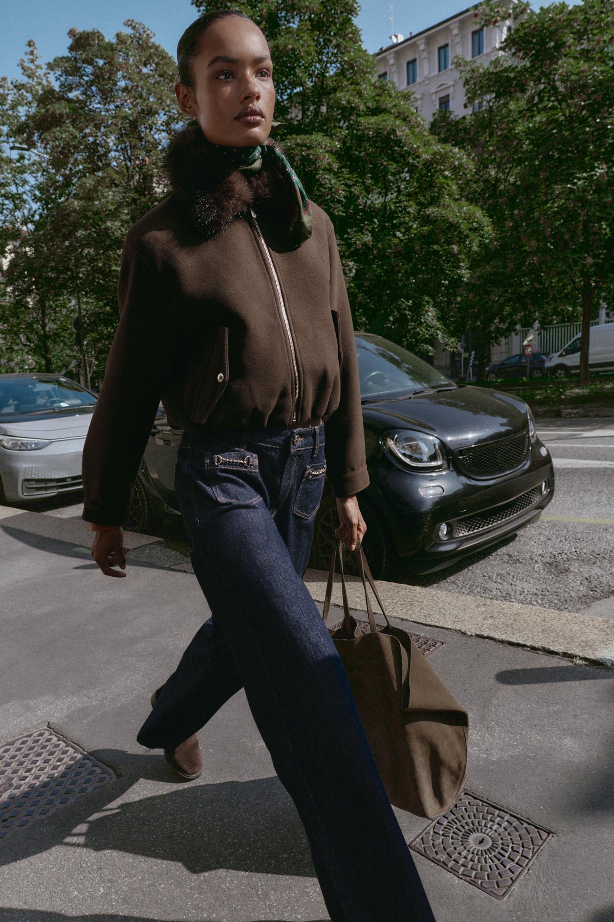 Bomberjacke mit Kunstpelzkragen