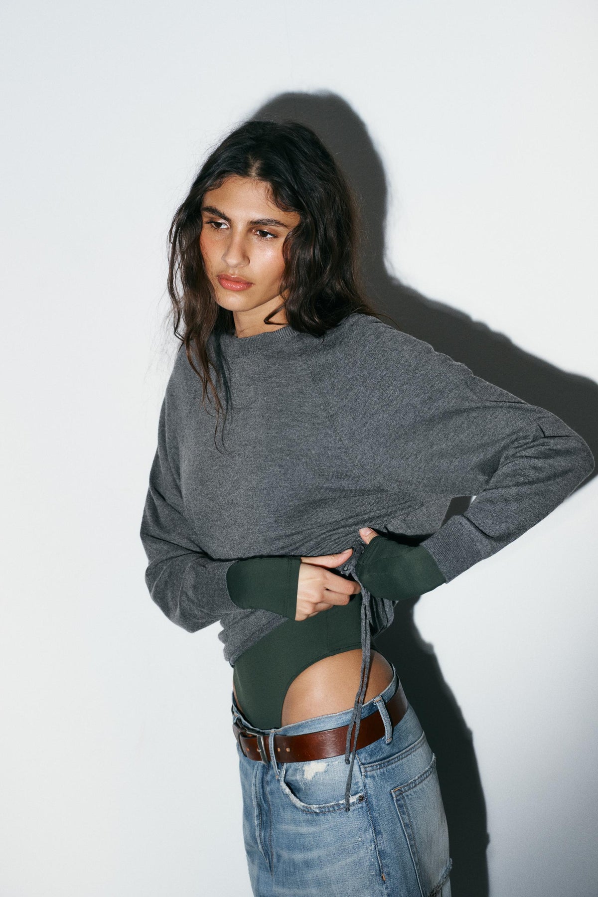 Strickpullover mit Kordelzügen