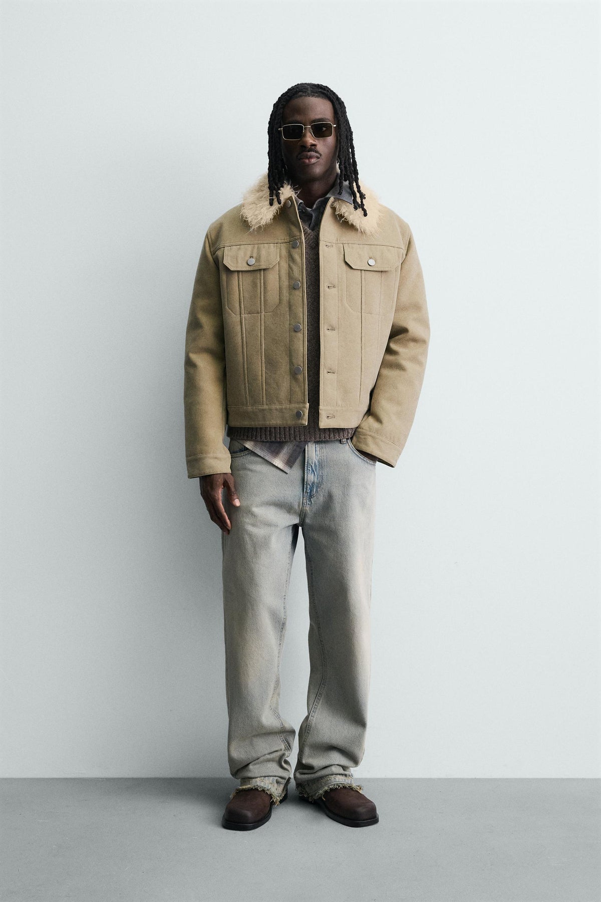 Kunstpelz-Baumwolljacke