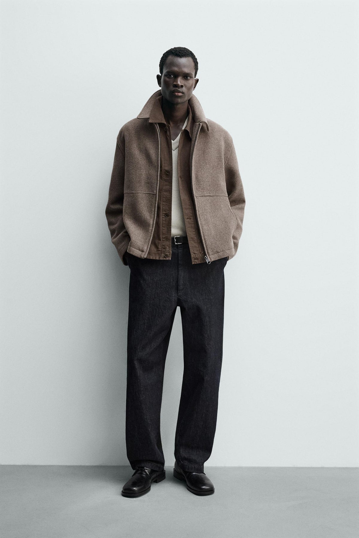 Fischgrät-Reißverschlussjacke