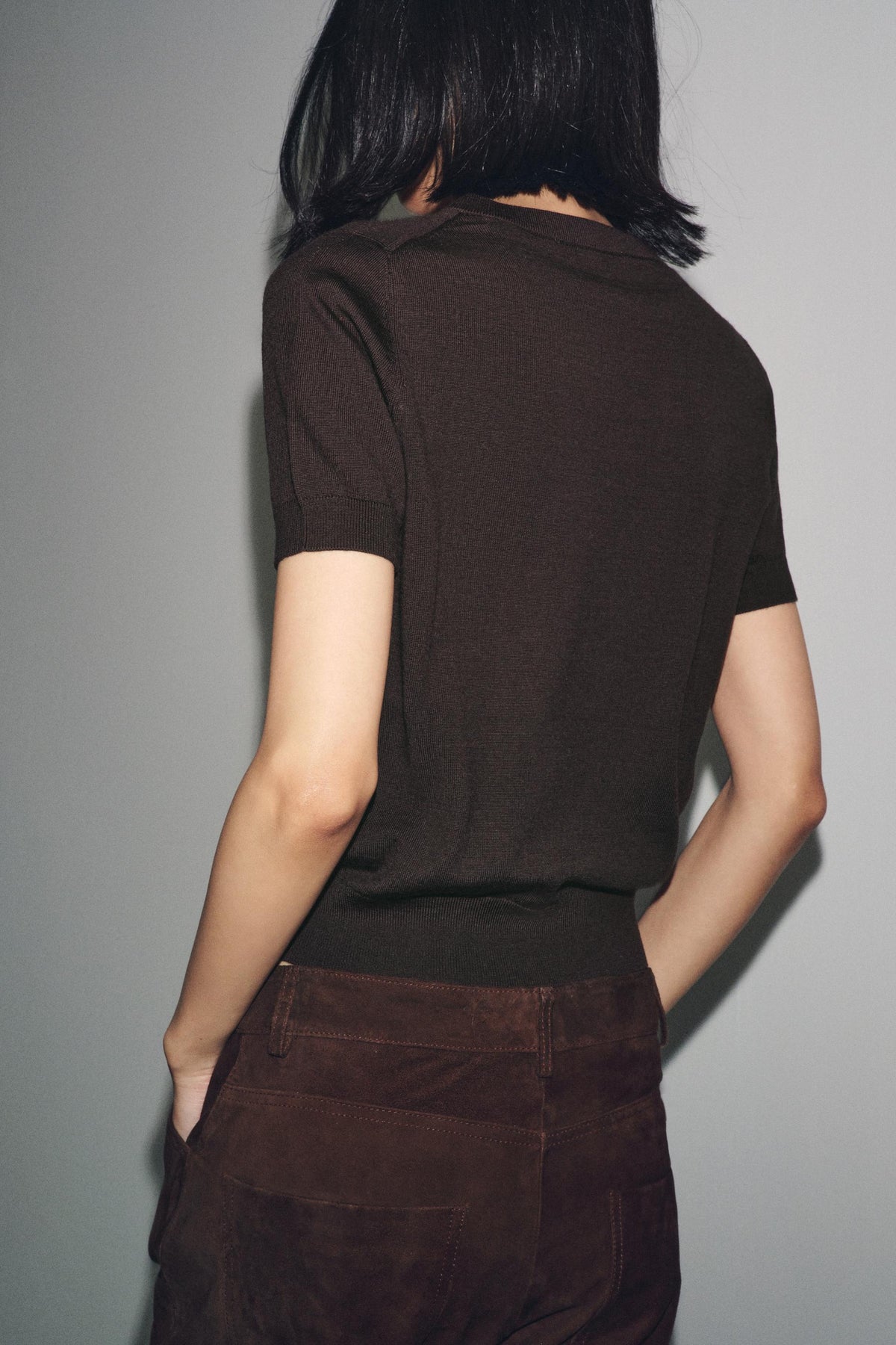 Wollpullover mit kurzen Ärmeln