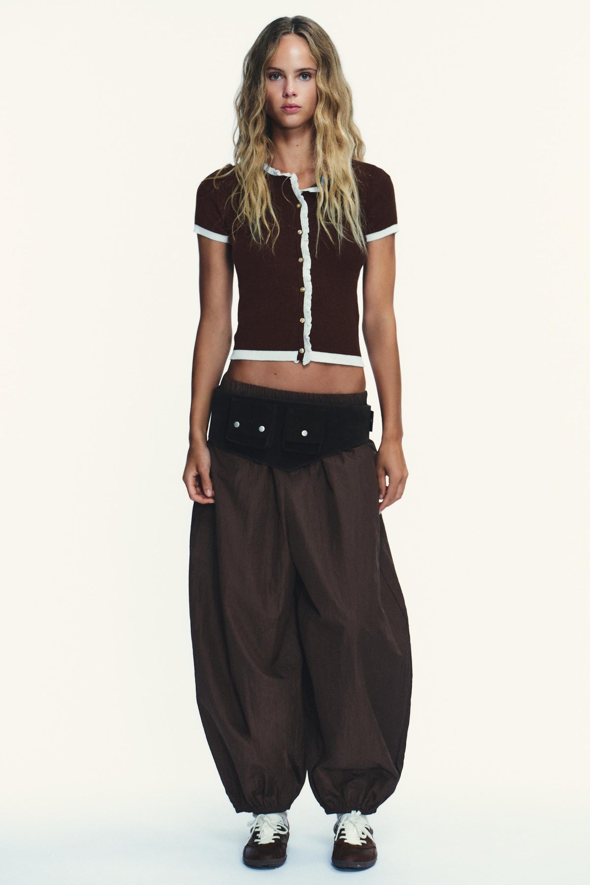 Kontrastfarbener Strickcardigan