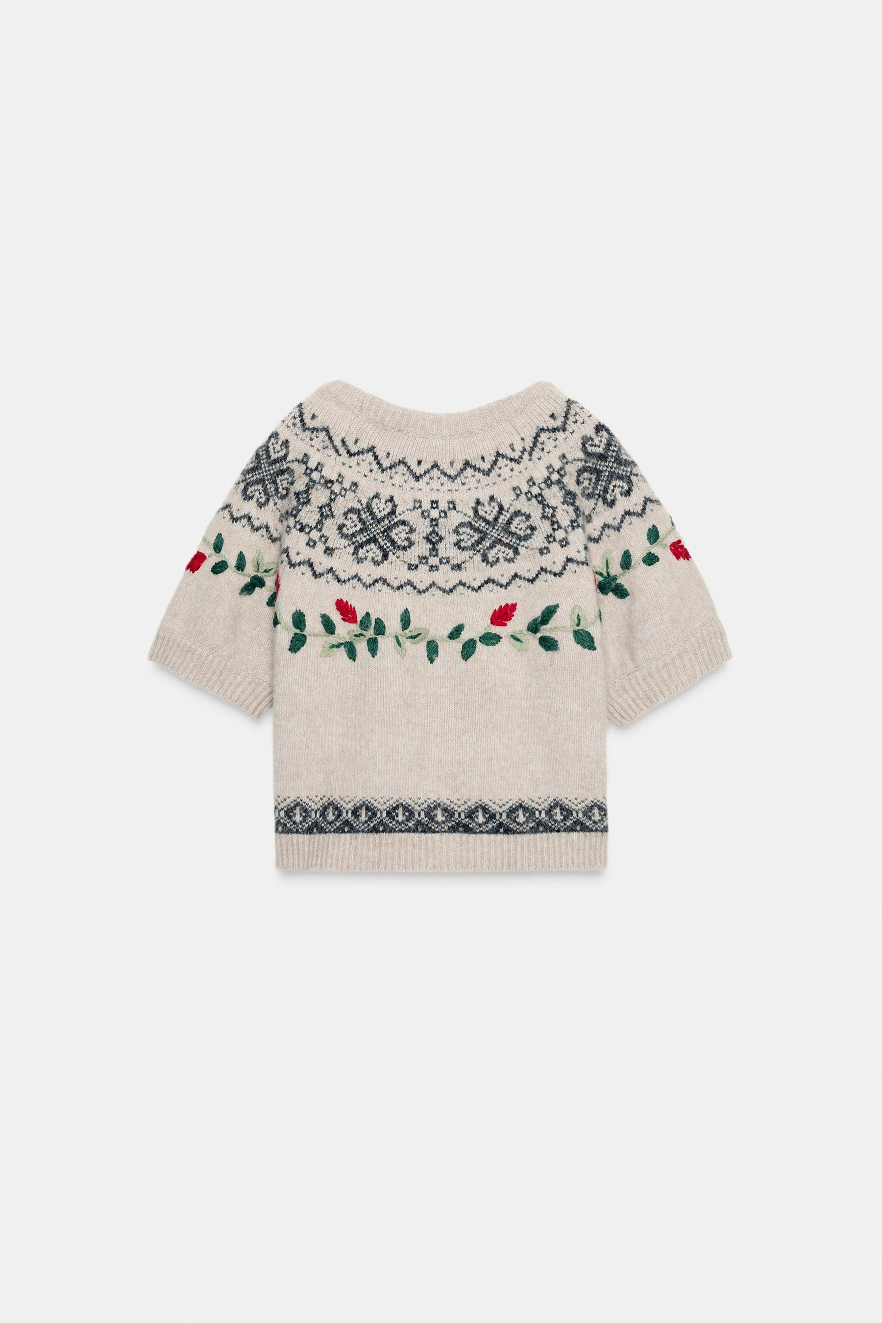 Bestickter Jacquard-Pullover