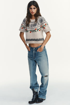 Bestickter Jacquard-Pullover