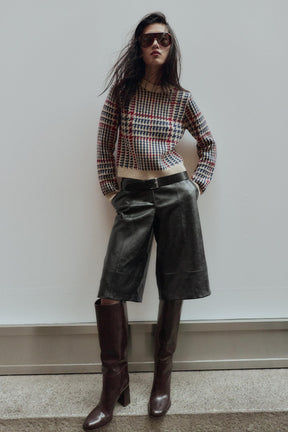 Hahnentritt-Wollpullover