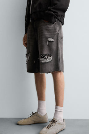 RIPPED DENIM BERMUDA SHORTS - Image 5