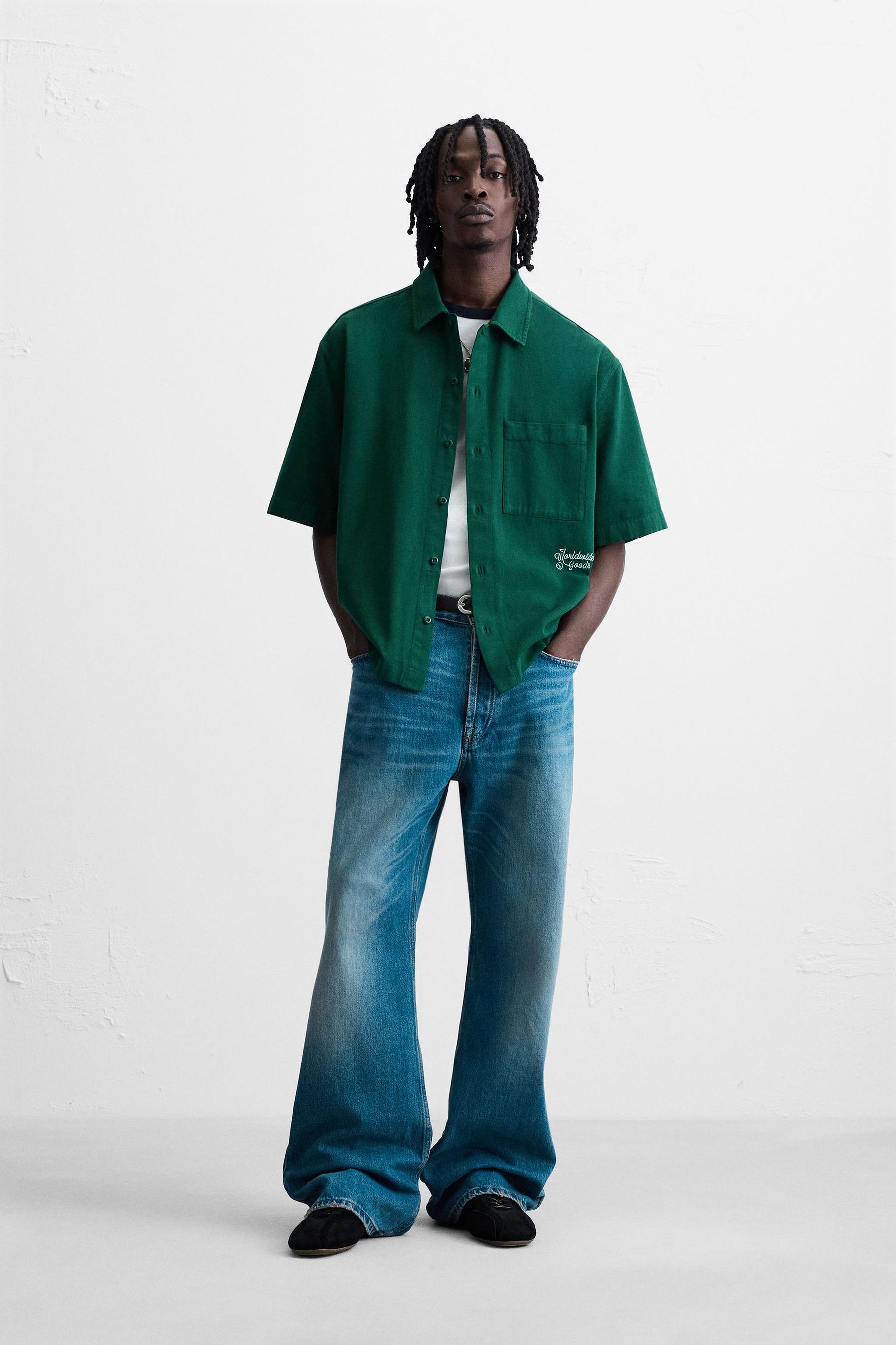 EMBROIDERED TEXTURED OVERSHIRT - Image 1