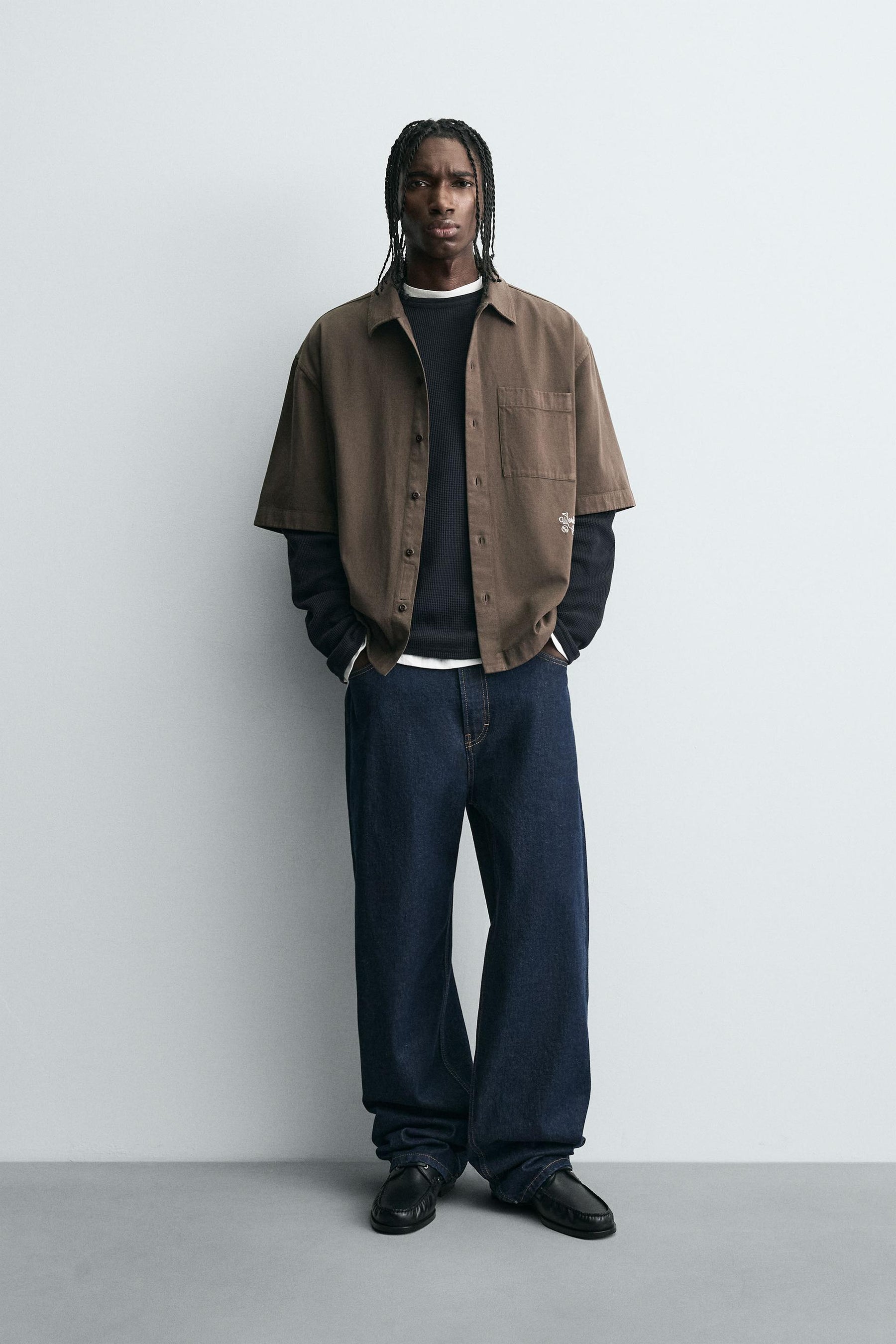 EMBROIDERED TEXTURED OVERSHIRT - Image 1