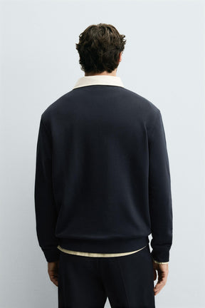 SWEATSHIRT WITH CONTRAST POLO COLLAR - Image 3
