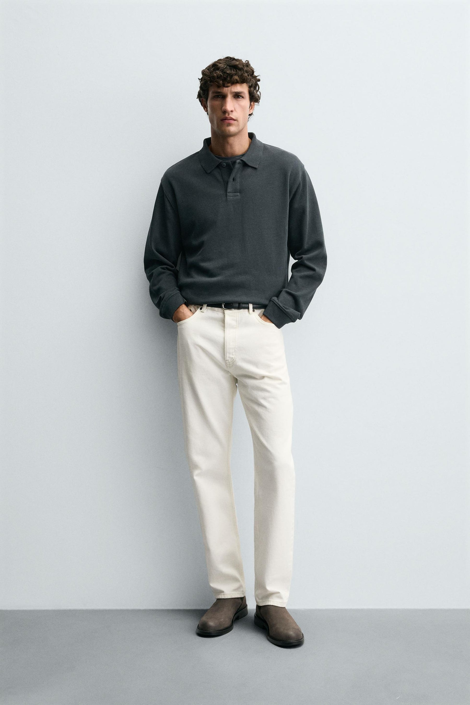 BASIC TEXTURED POLO SHIRT - Image 1