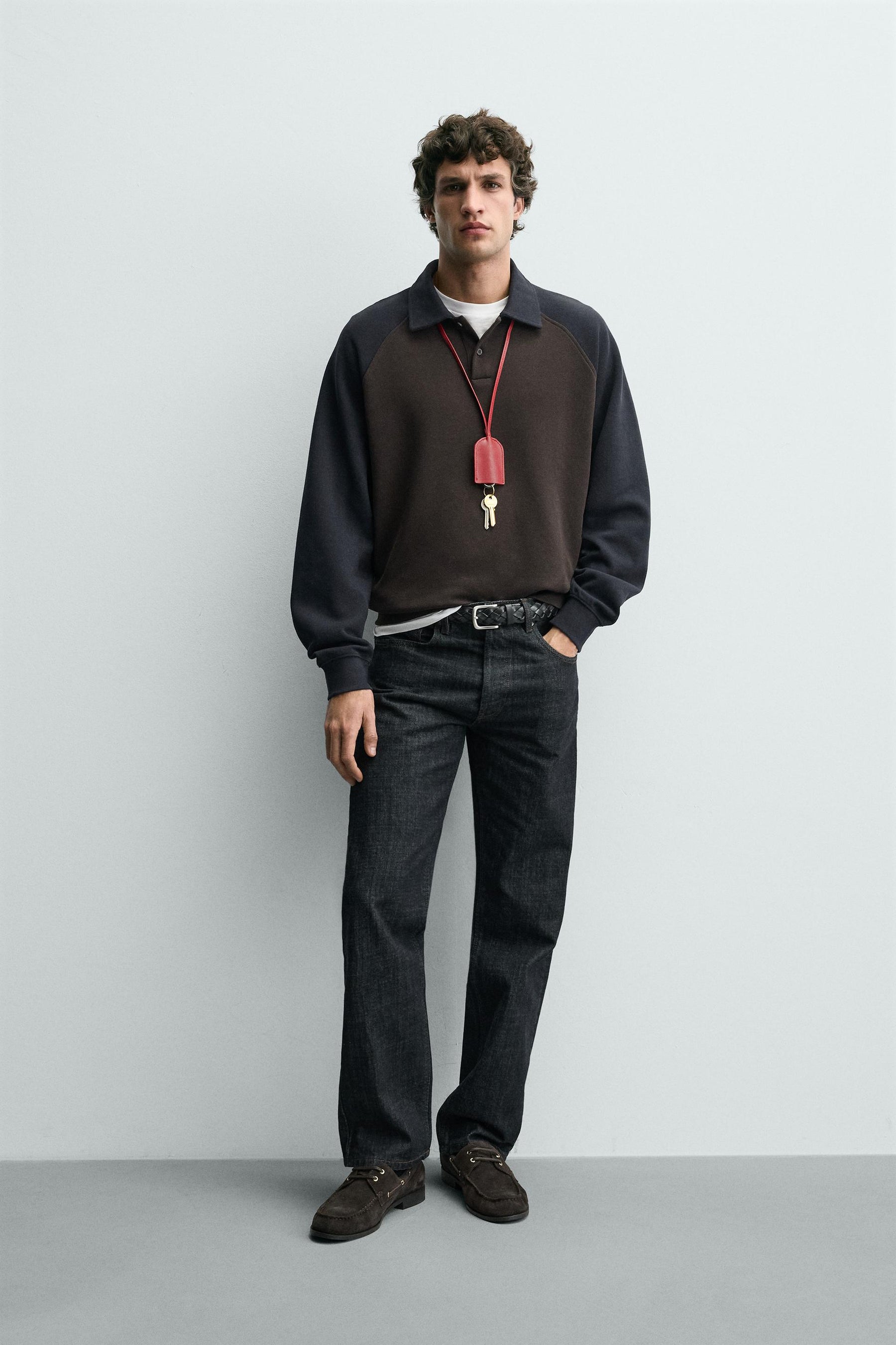 COLOUR BLOCK RAGLAN SLEEVE POLO SHIRT - Image 1