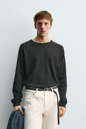 AARON LEVINE X WAFFLE-KNIT STRUCTURED T-SHIRT - Image 2