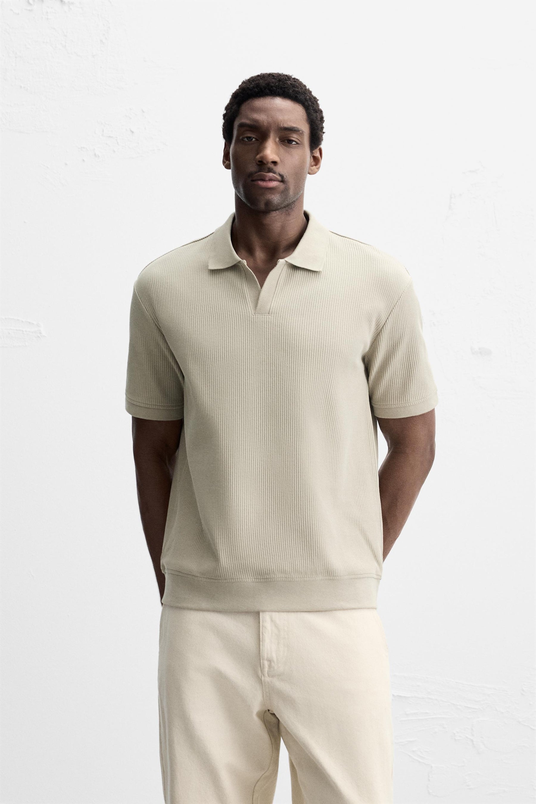 VERTICAL TEXTURED POLO SHIRT - Image 2