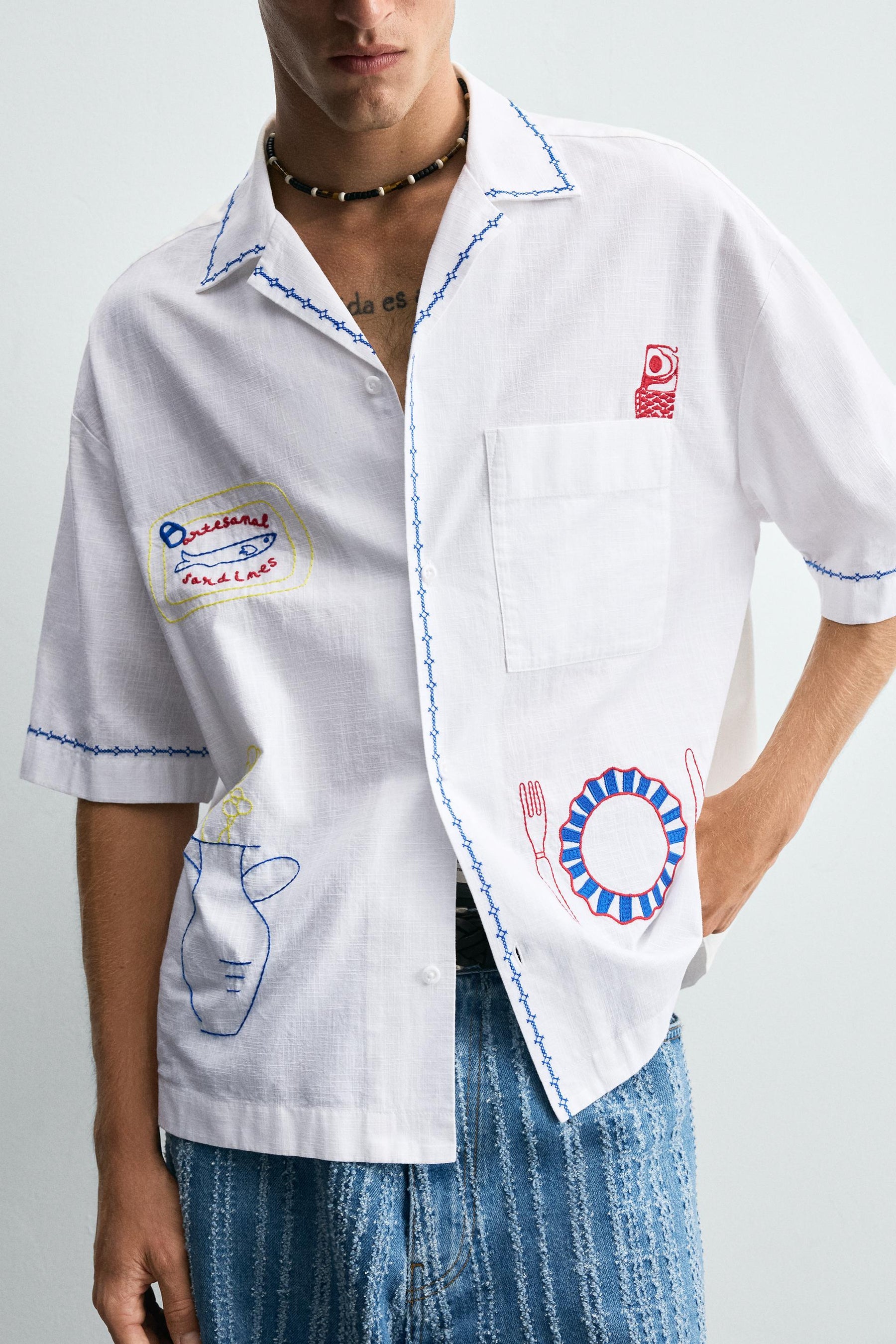 CONTRAST EMBROIDERY SHIRT - Image 5