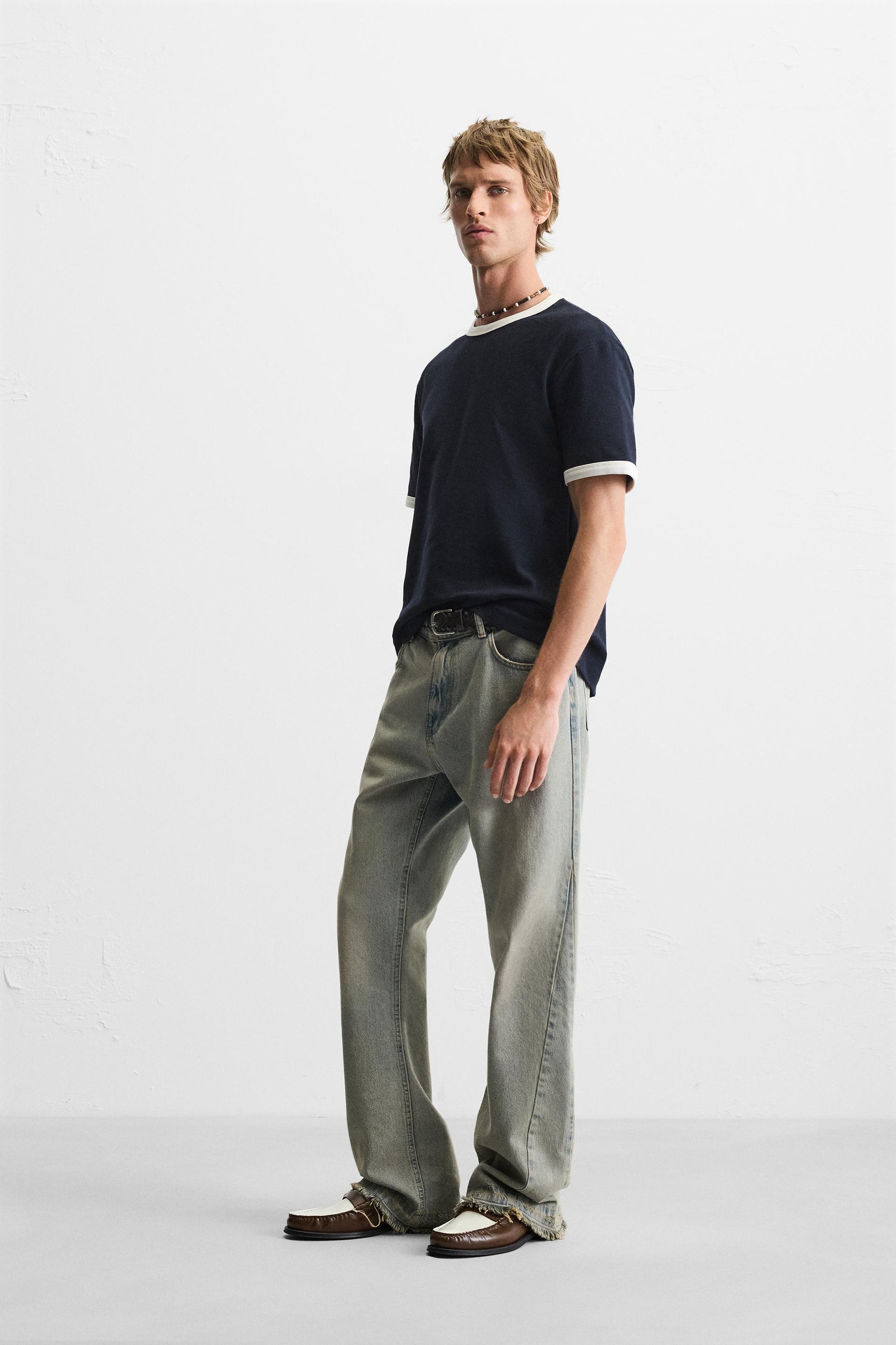 BASIC CONTRAST RIB T-SHIRT - Image 4