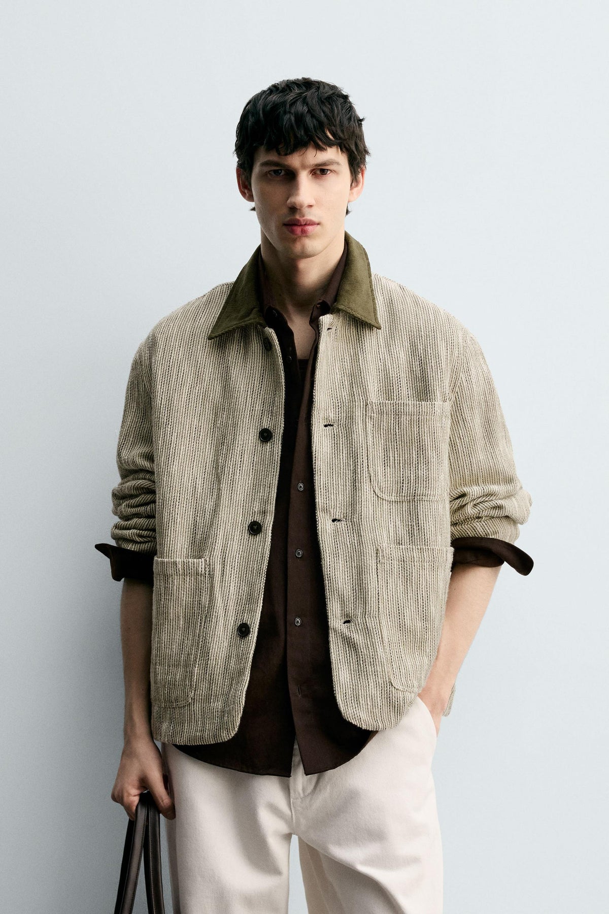 CONTRAST TEXTURED OVERSHIRT - Image 2