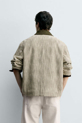 CONTRAST TEXTURED OVERSHIRT - Image 3