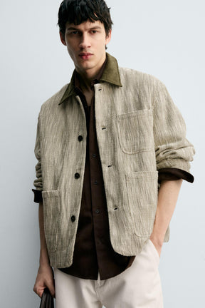 CONTRAST TEXTURED OVERSHIRT - Image 5
