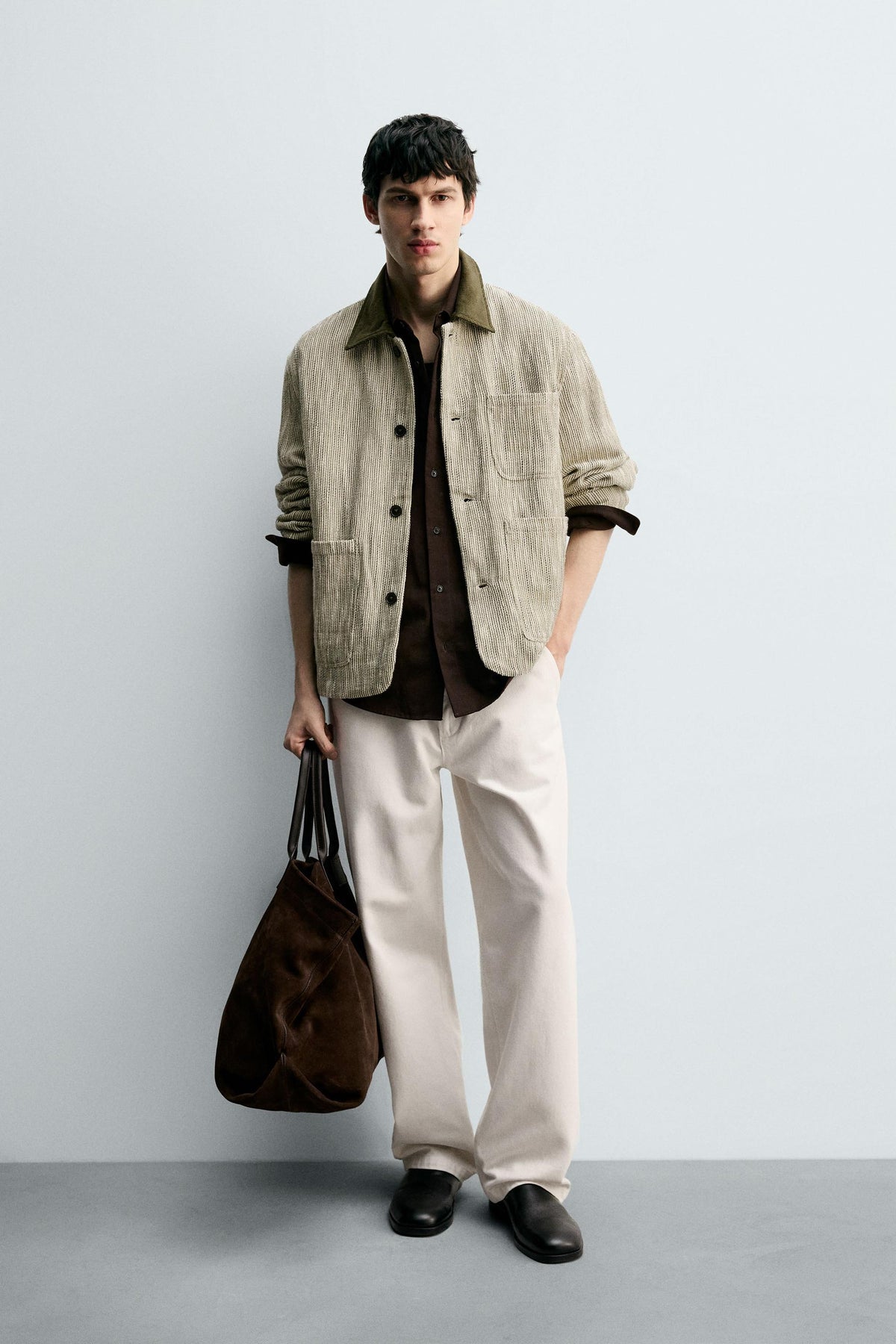 CONTRAST TEXTURED OVERSHIRT - Image 1