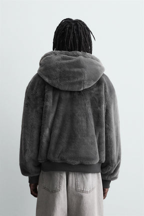 REVERSIBLE FAUX LEATHER BOMBER JACKET - Image 3