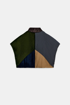 Gesteppte Samtjacke mit Kontrastmuster