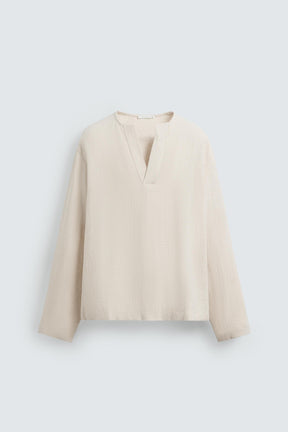 LINEN BLEND TEXTURED POLO SHIRT - Image 7