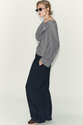 Glitzernder Rippenpullover