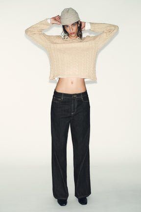 CABLE-KNIT JUMPER WITH JEWEL NECKLINE - Image 2