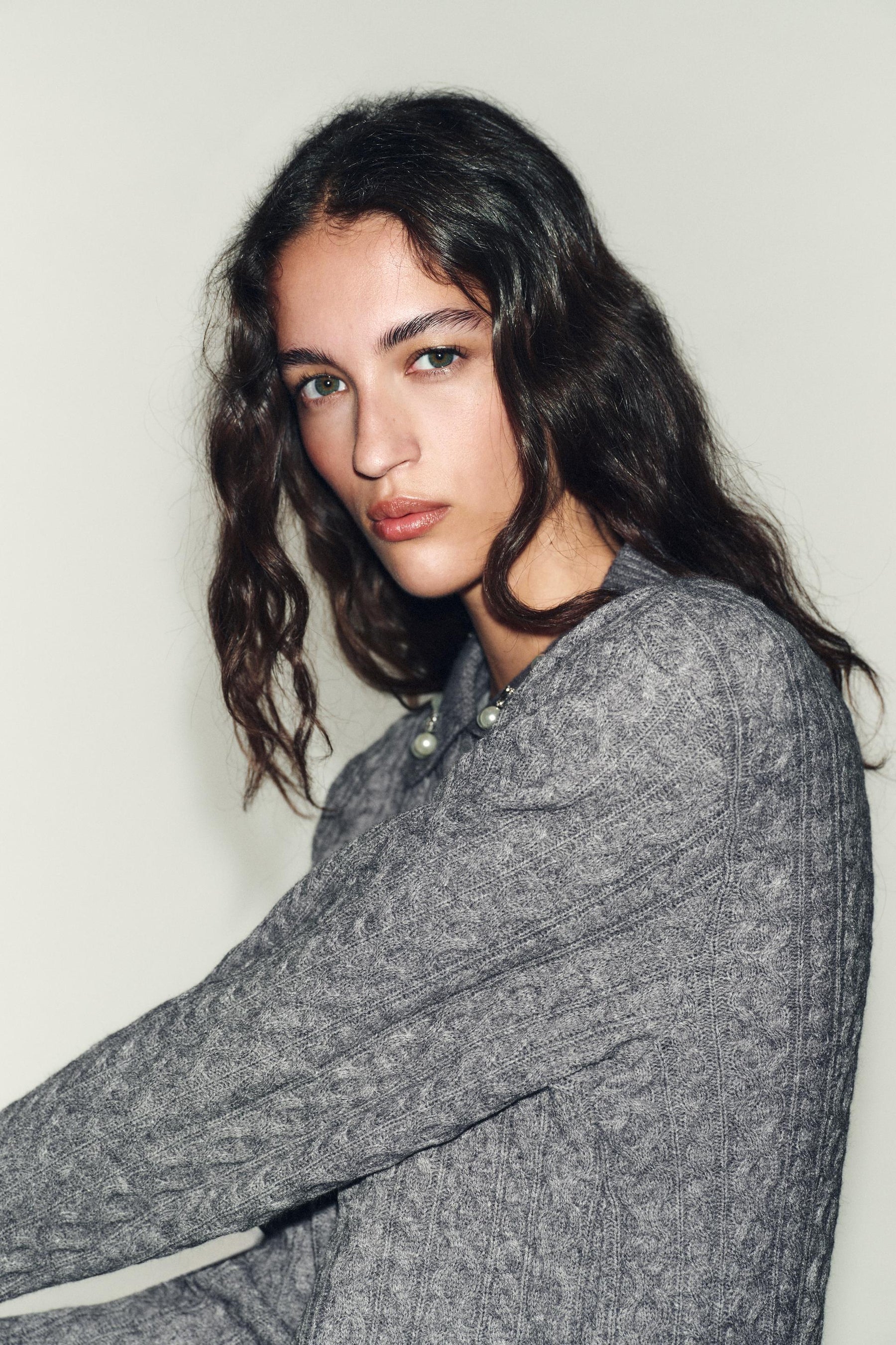 CABLE-KNIT JUMPER WITH JEWEL NECKLINE - Image 5