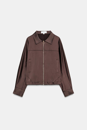 Satin-Zip-Up-Jacke