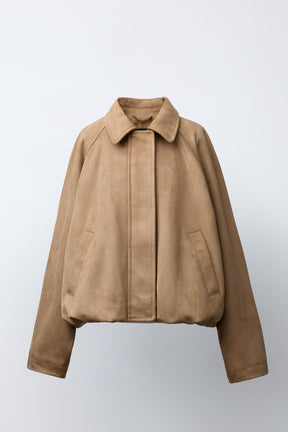 FAUX SUEDE BOMBER JACKET - Image 1