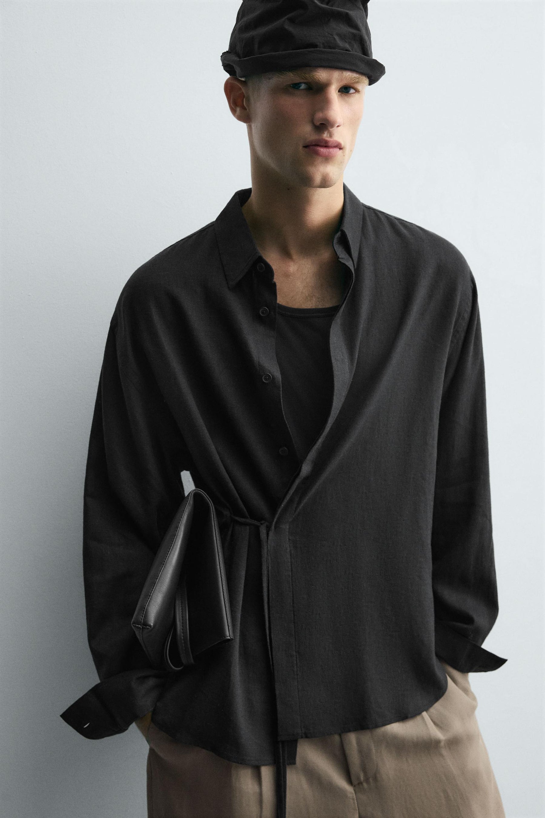 LINEN/VISCOSE TIE SHIRT - Image 5