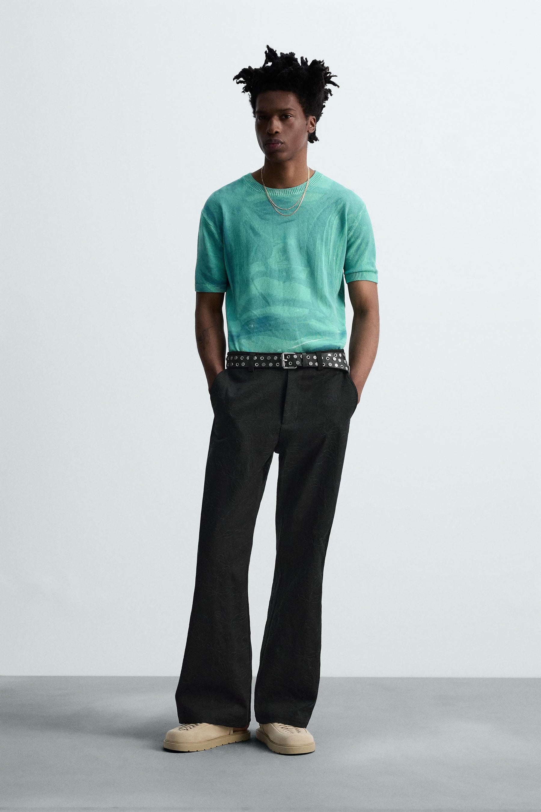 PRINTED GRAPHIC KNIT T-SHIRT - Image 1