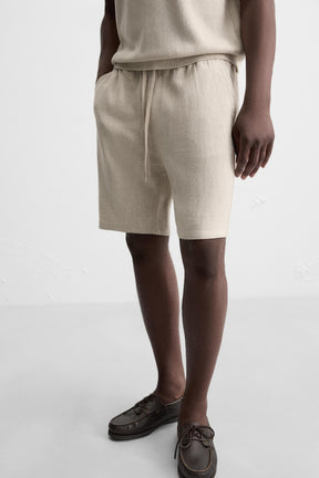 LINEN - VISCOSE BERMUDA SHORTS - Image 5