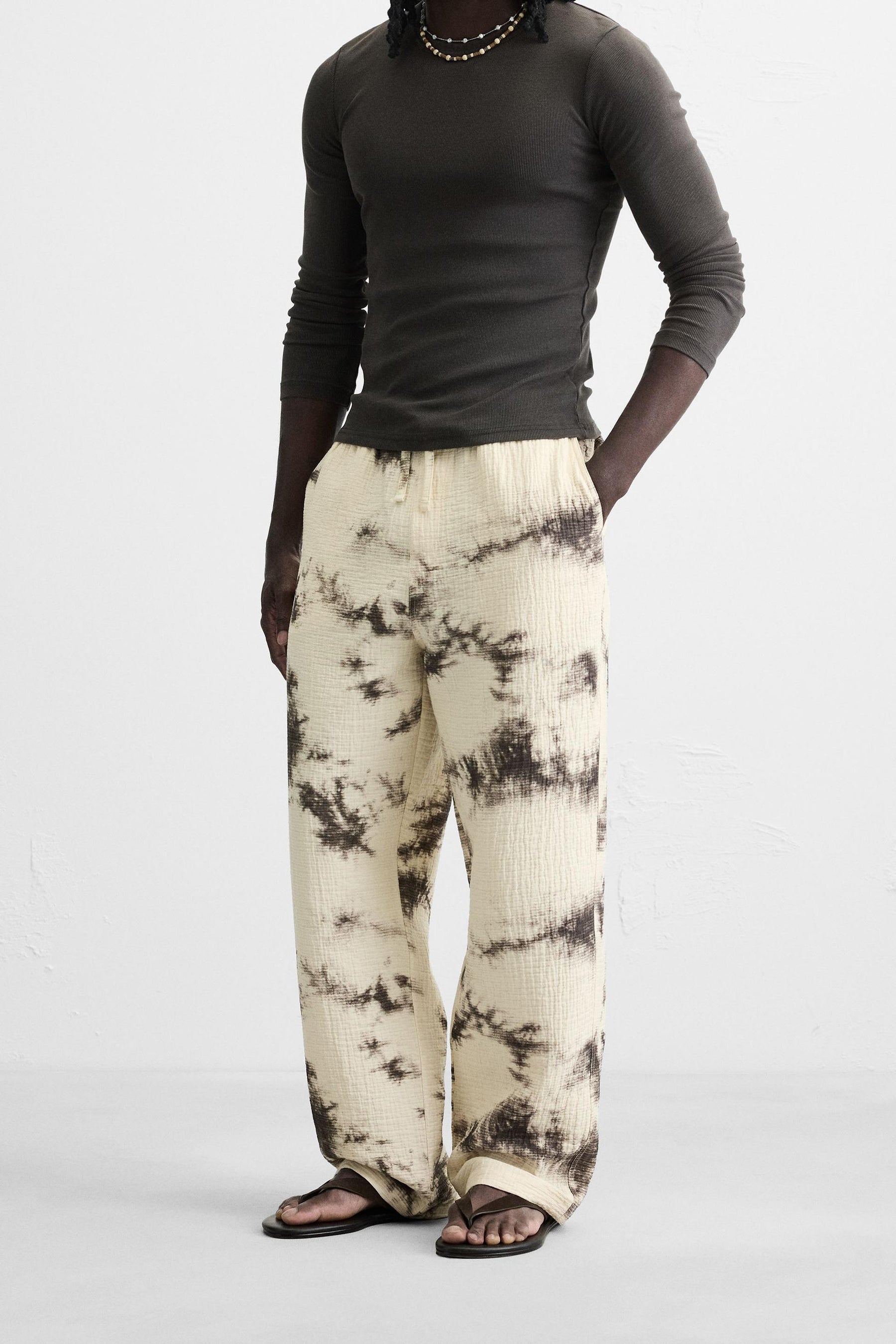 TIE DYE PRINTED TEXTURED TROUSERS - Image 2