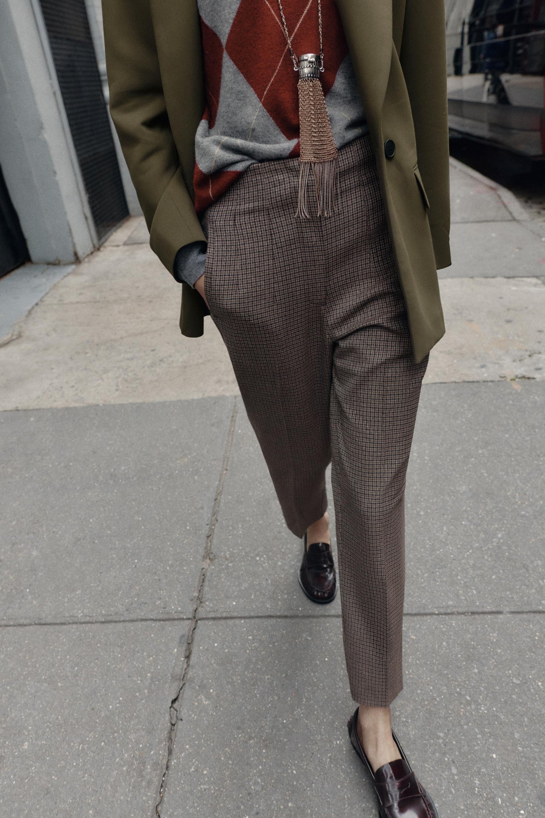 Karierte Hose mit hohem Bund