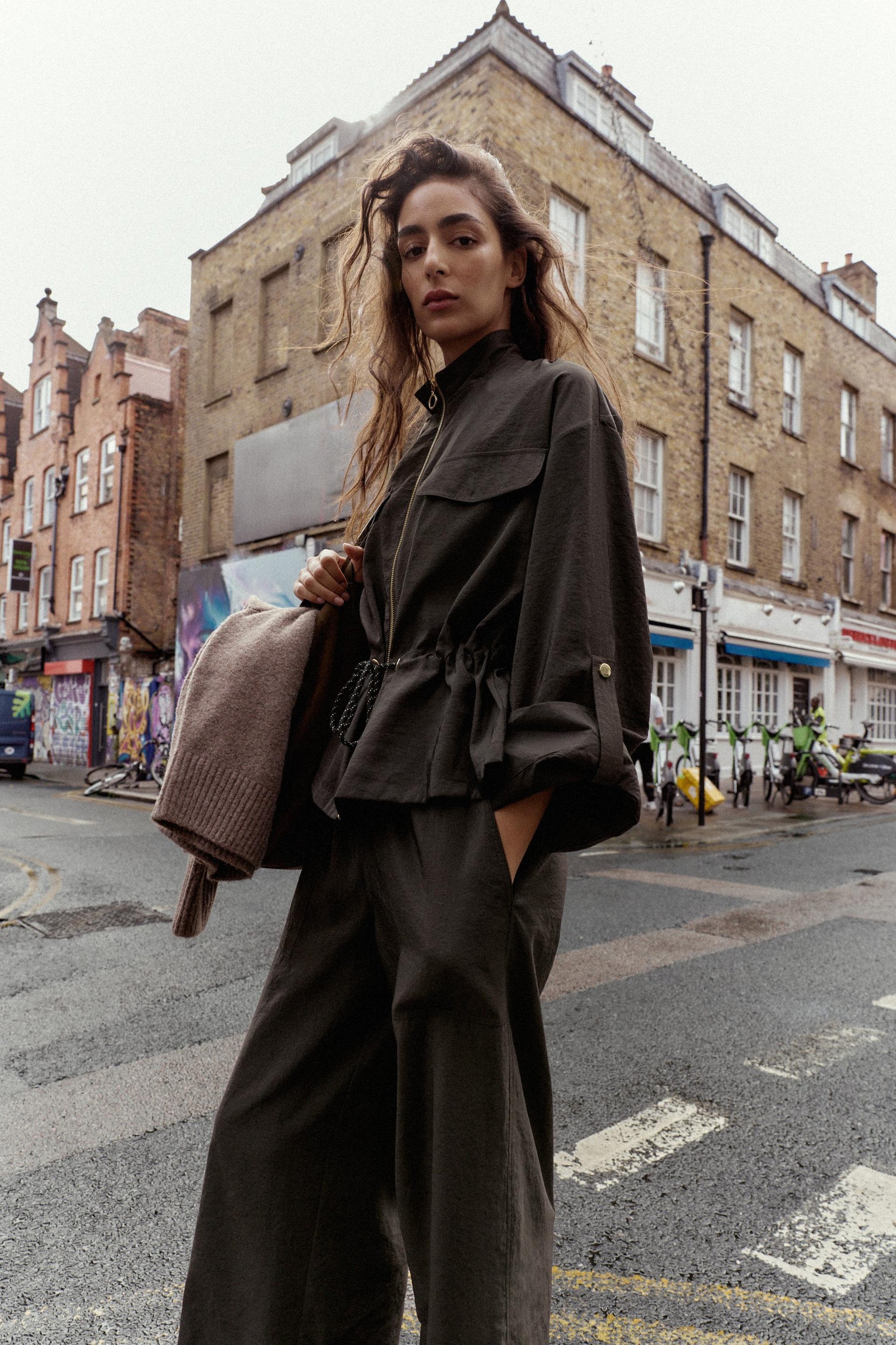 Safari-Jacke mit Kordelzug