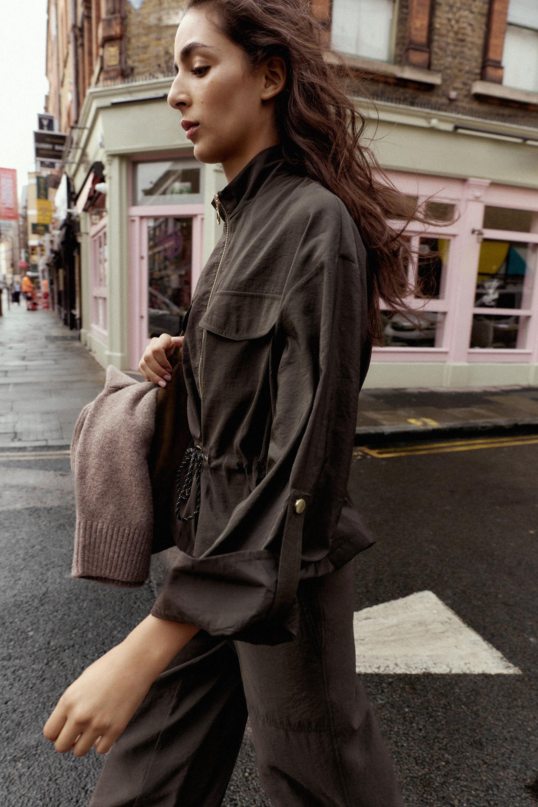 Safari-Jacke mit Kordelzug