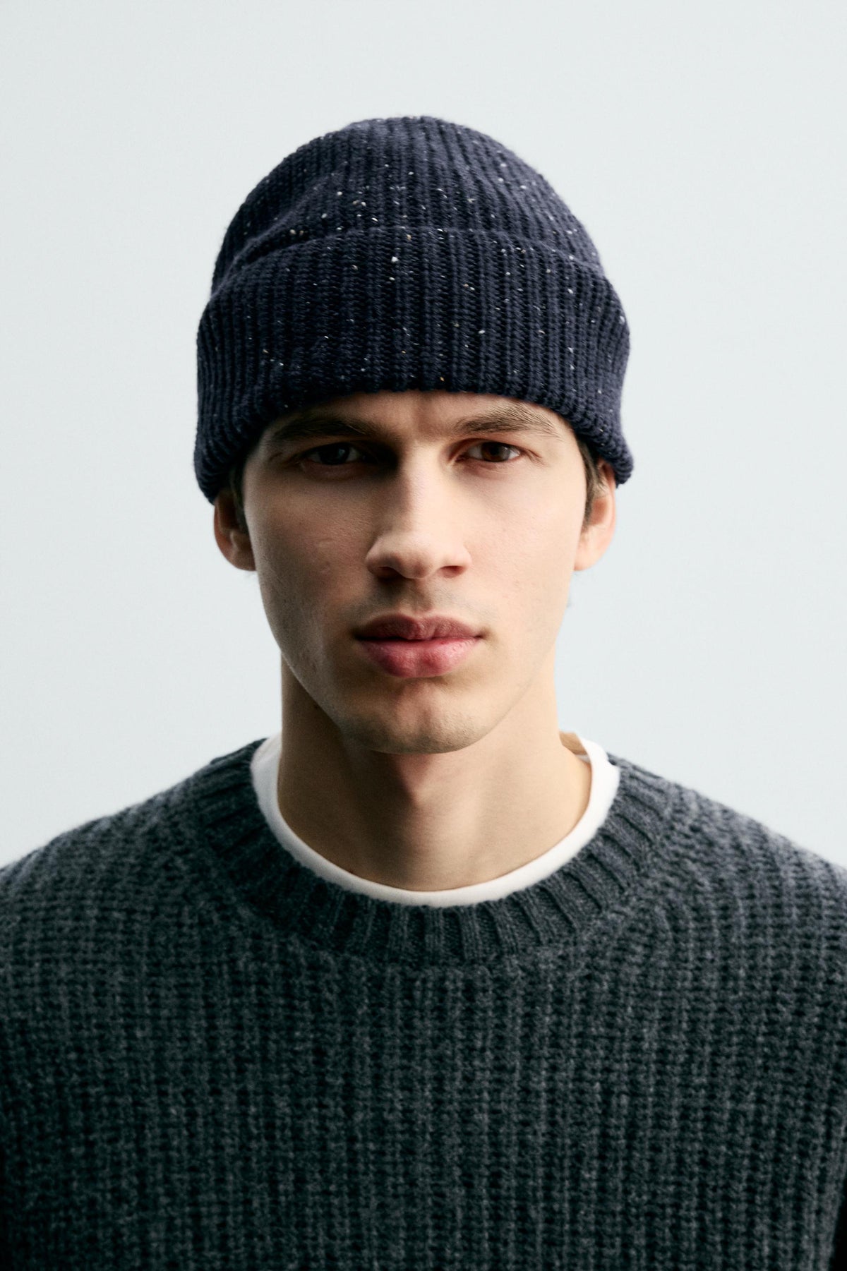 TEXTURED KNIT HAT WITH BOBBLES - Image 1